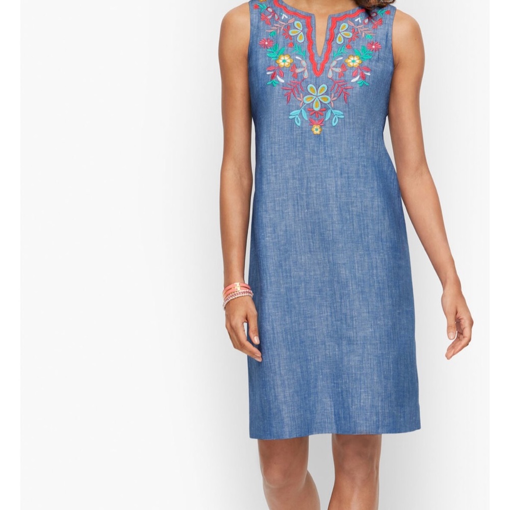 Talbots EMBROIDERED LINEN SHIFT DRESS Size 20W New